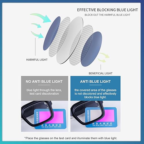 Miniatura 6 de Teumire Gafas de marco cuadrado grueso para mujeres y hombres, anteojos rectangulares gruesos, sin receta, lentes de luz azul para computadora