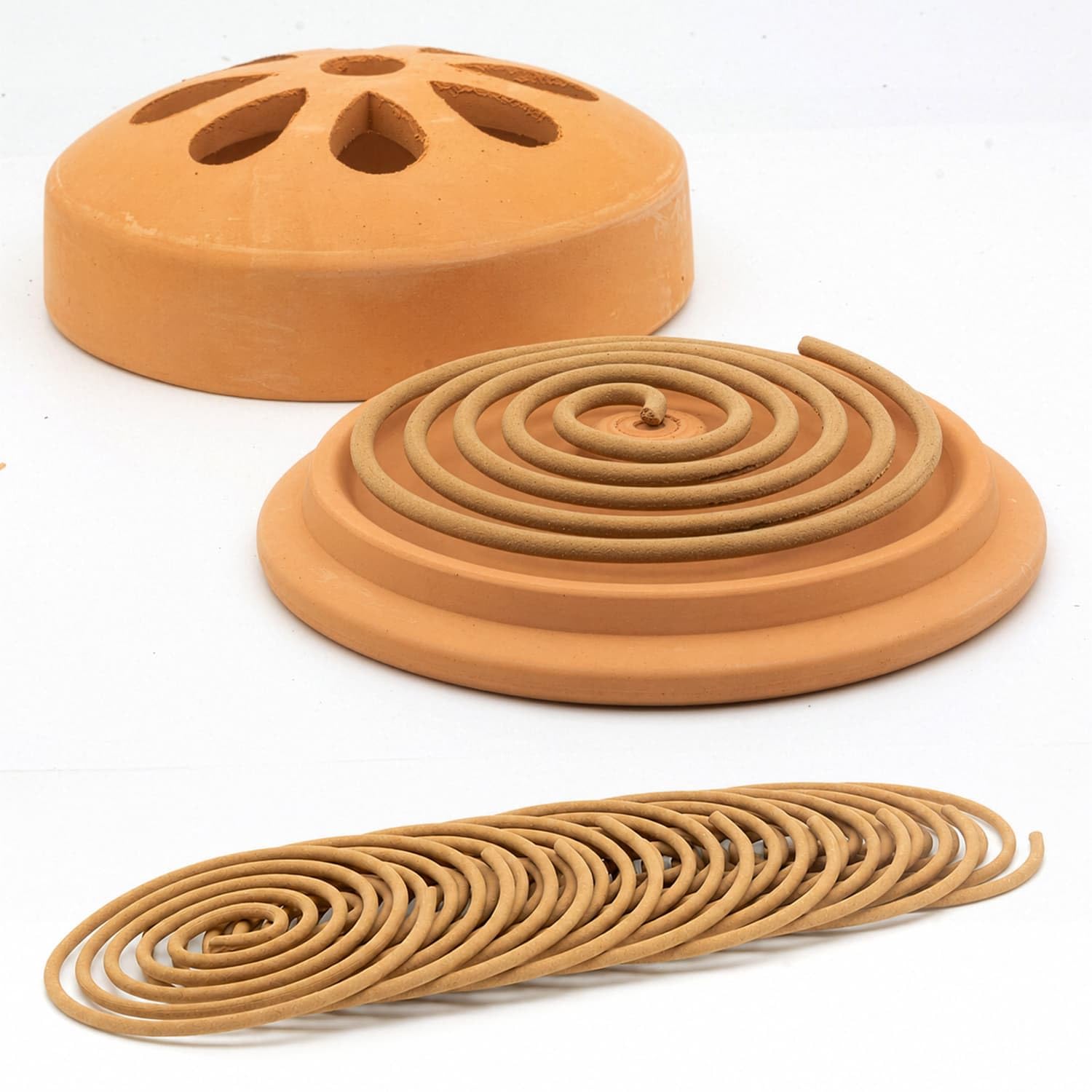 CKB LTD Terracotta Citronella Incense Coil Holder with 10 Coils - Outdoor Insect Mosquito Repellent Burner For Garden Table,Camping, Summer Patio Accessory