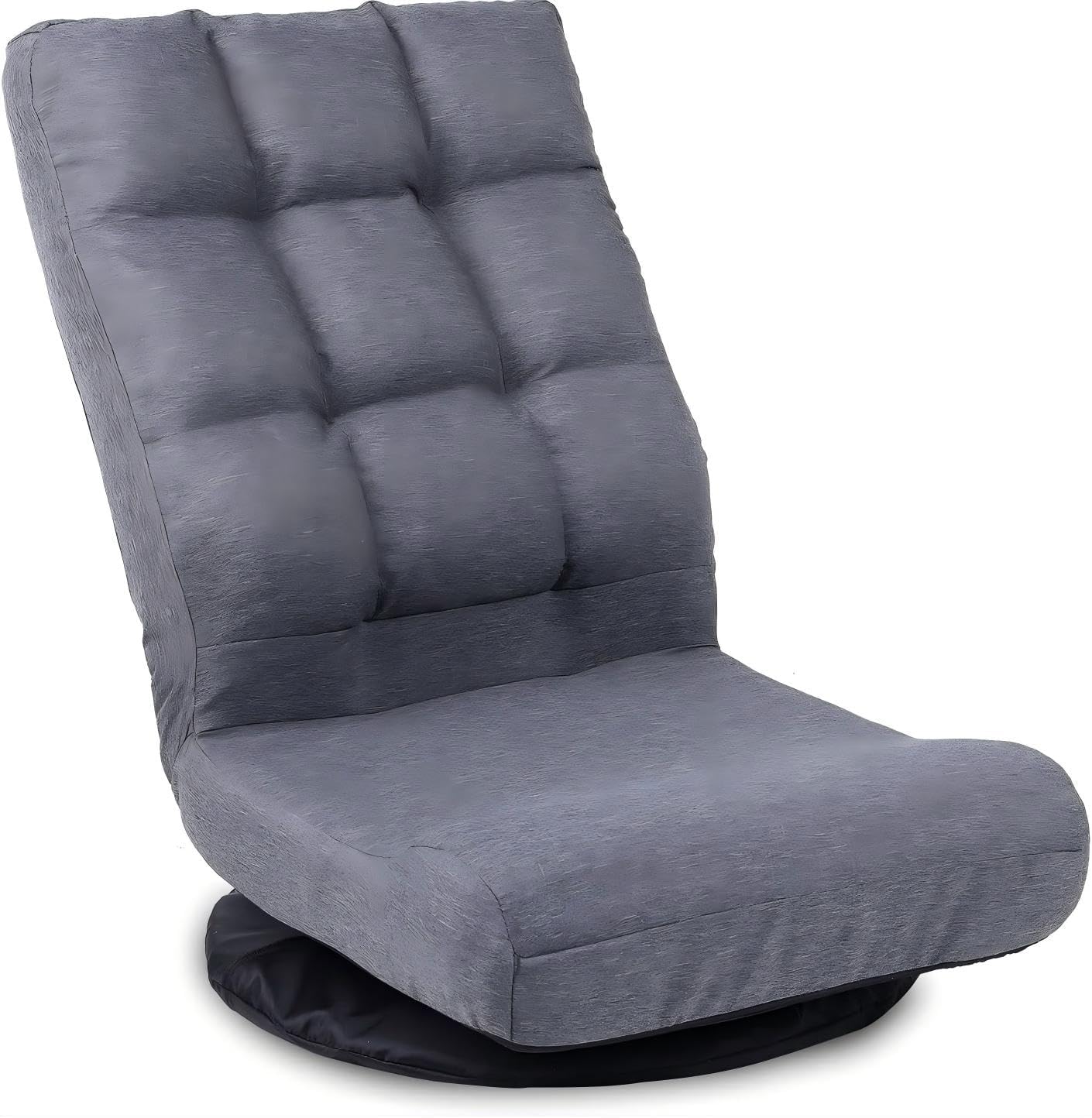 Swivel Floor Chair for Teens，Multipurpose Gaming Chair Rocker for TV, Reading, Playing Video Games Lumbar Support, Adjustable Foldable Backrest,Grey