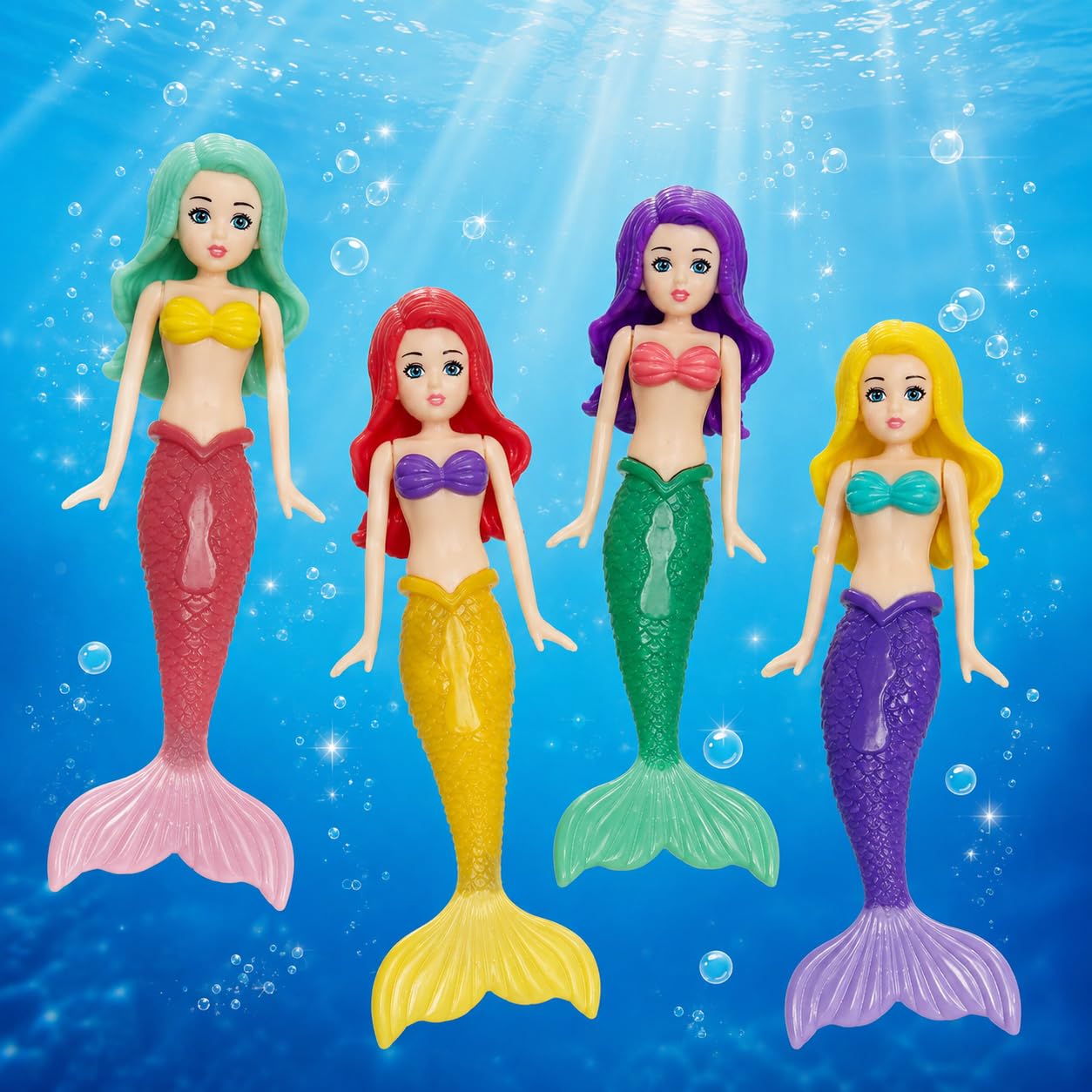 Poivgew 4-Piece Luminous Mermaid model for Bath and Swimming Pool