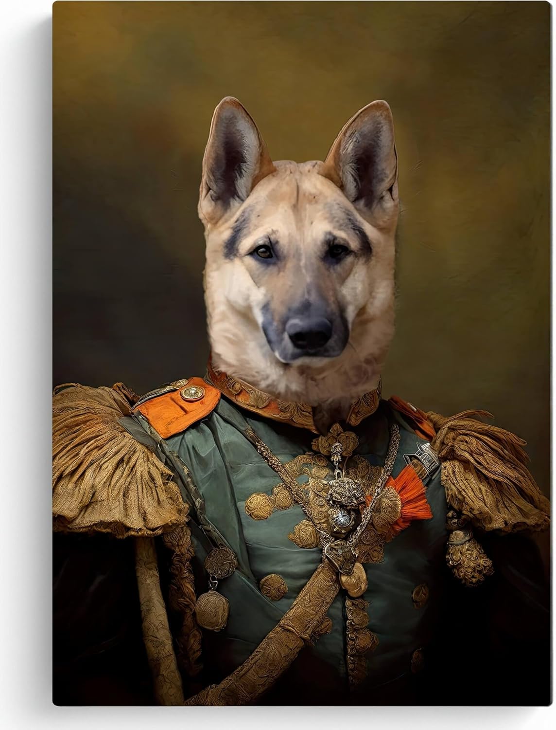 Custom Renaissance Pet Portrait Canvas: Personalized Royal Dog Cat Print from Photo - Funny Pet Memorial Gift Wall Art
