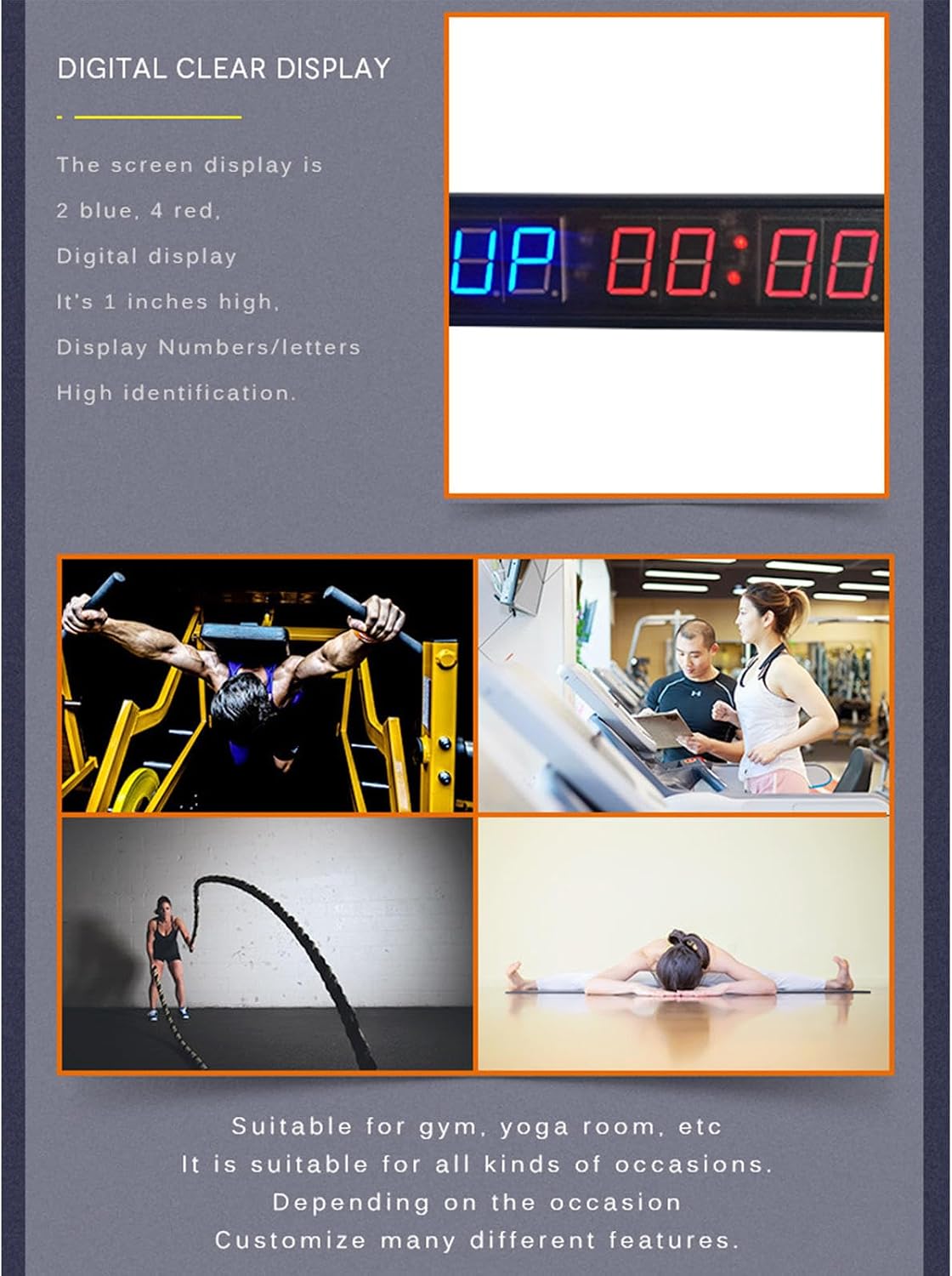 LED Gym Timer, Digital Fitness Clock with Remote, Interval Timer Count Down/Up Clock Stopwatch, Digital Display Stopwatch Wall Workout Timer for Home Gym Fitness
