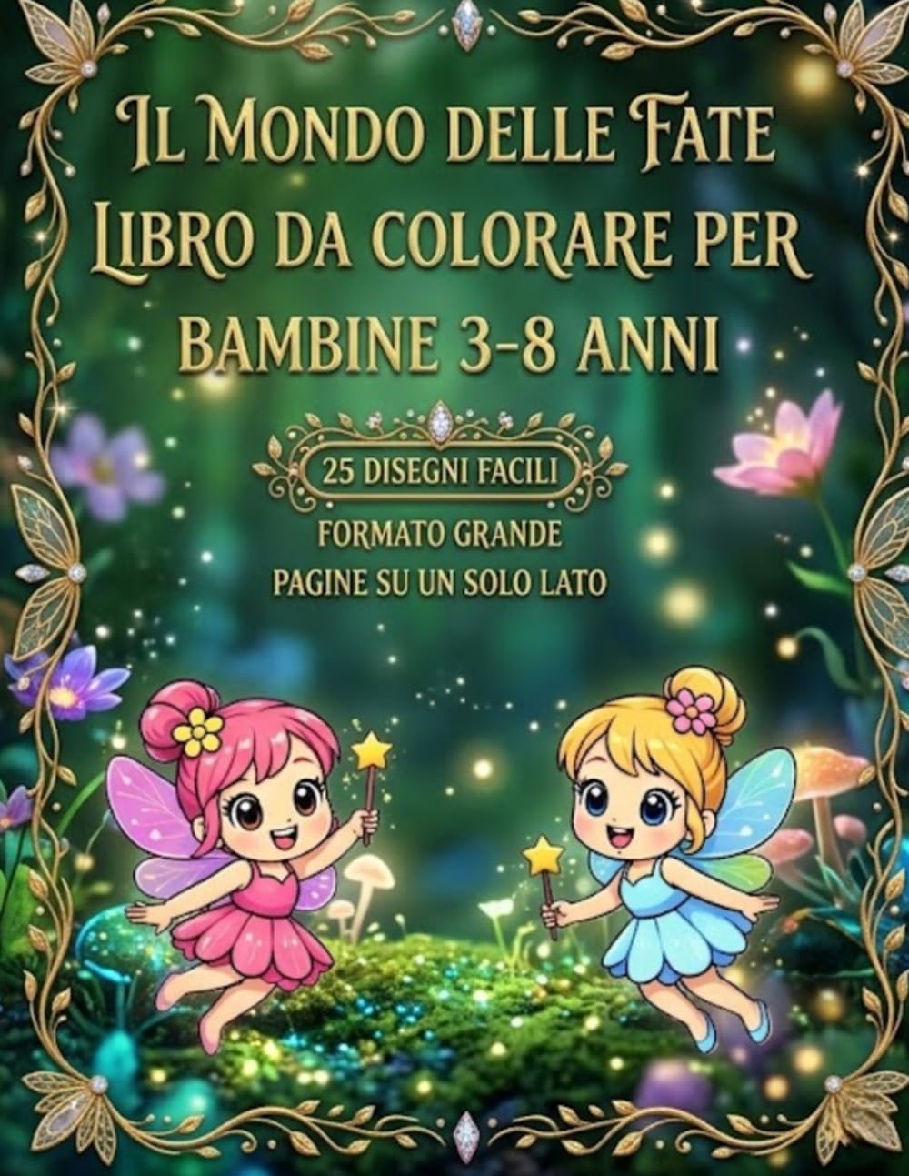 Fate da colorare per bambine – Magia, boschi Incantati e avventure fantastiche: Disegni semplici e divertenti | Immagini su un solo lato | Formato grande | 3-8 anni