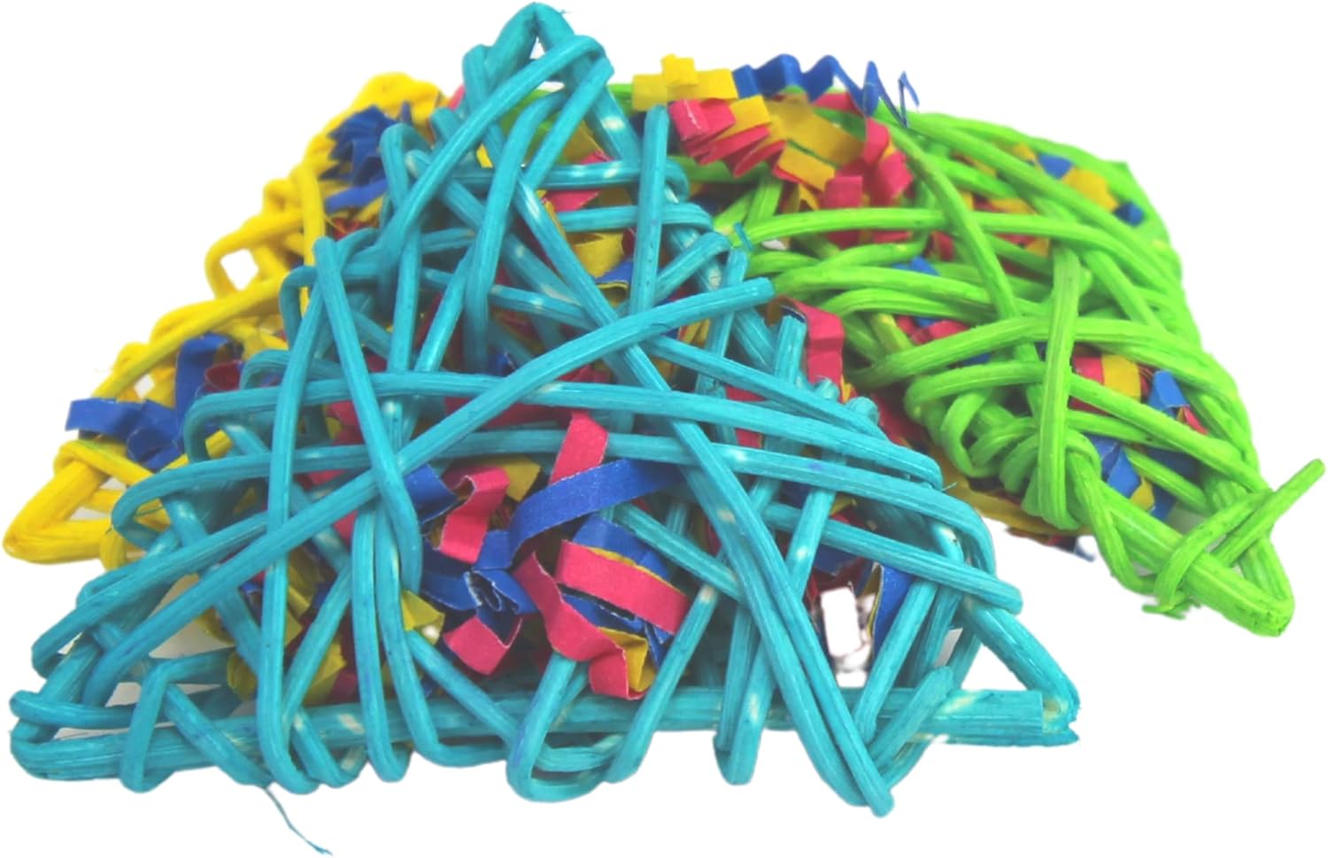 Bonka Bird Toys 2270 Pk3 Stuffed Colored Vine Triangles 3 by 3 Parrot Toy, Conures, Amazon, African Greys, and Similar Sized Birds