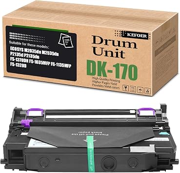 DK-170 Drum Unit Replacement Compatible for Kyocera DK170 302LZ93061 Work with ECOSYS M2035dn M2535dn P2135d P2135dn FS-1035MFP 1320D 1370DN Printer 1Pack