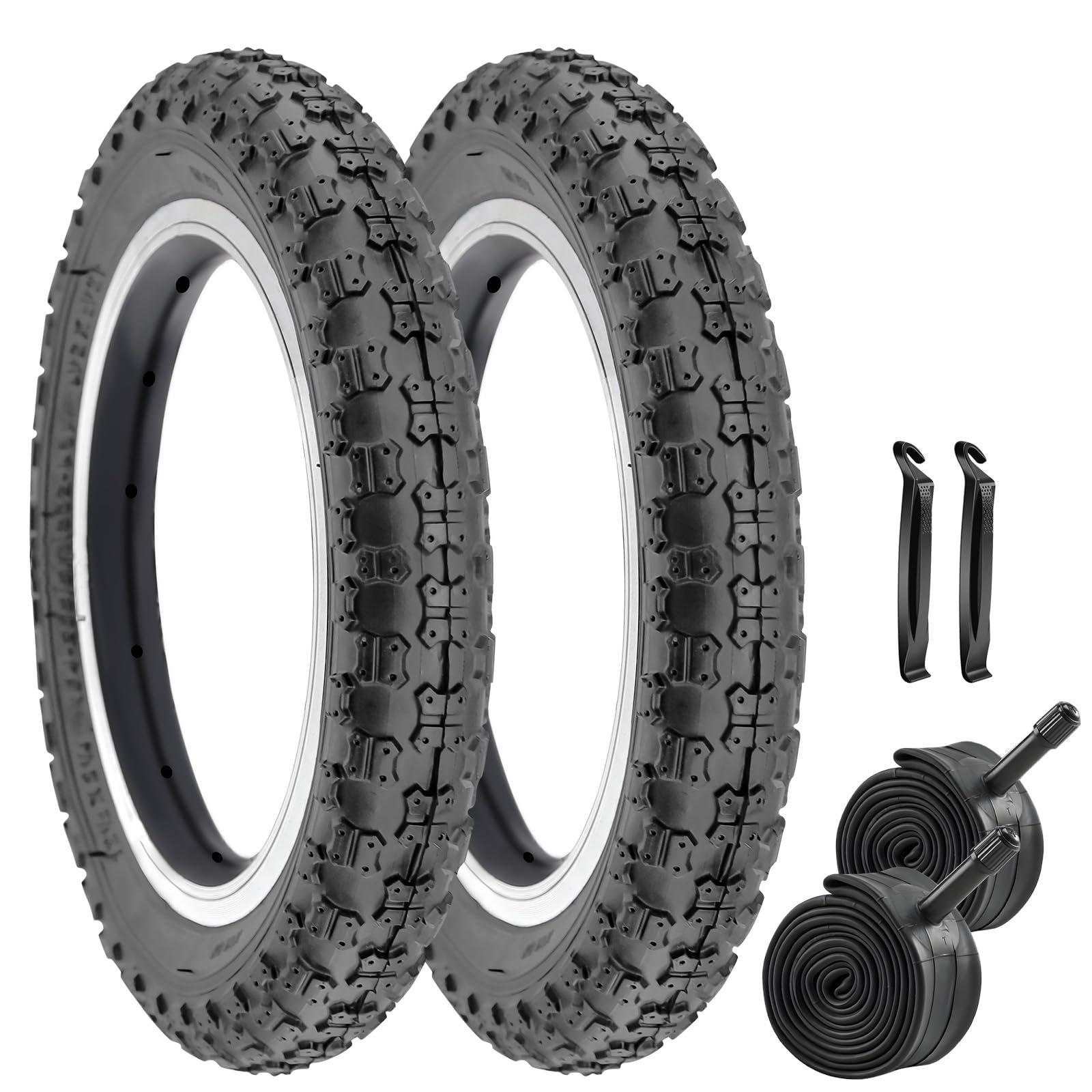 SIMEIQI 2 Pack Bike Tires and Tubes BMX for Kids Bike 12.5"/14"/16"/ 18"/ 20"x2.125" Compatible with 12.5"/14"/16"/ 18"/ 20"x1.75"/2.125" for Trail