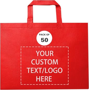 JEOHLORY Custom Tote Bags Set of 50, Bulk Pack Grocery Shopping Travel Business Activities advertisement Reusable Bag