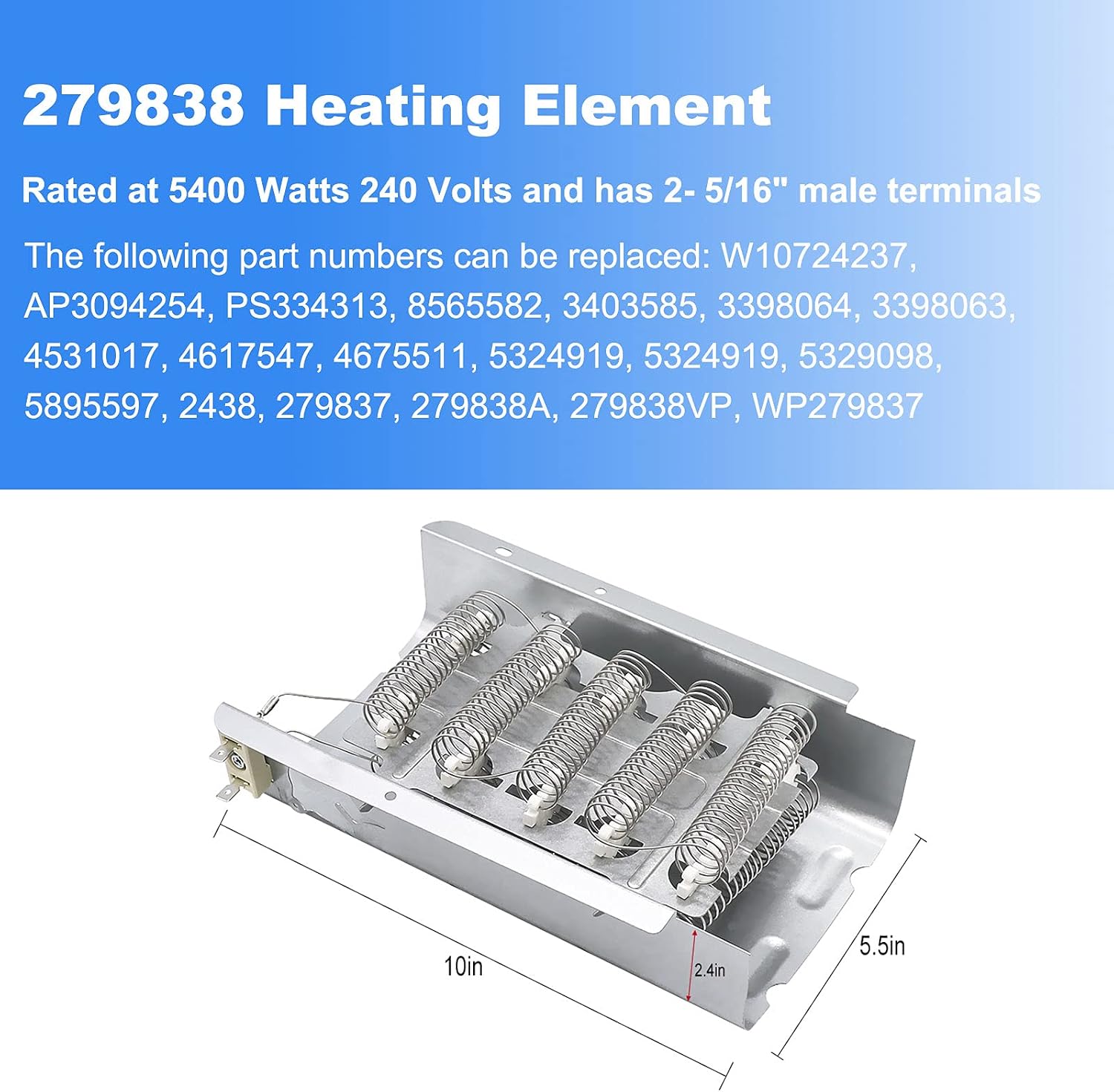 279838 Dryer Heating Element for Whirlpool Cabrio Maytag Kenmore Roper Amana Dryer Heating Element Parts Thermostat Thermal Fuse Kit Medx655dw1 Wed4815ew1 Replacement by APPLIANCEMATES