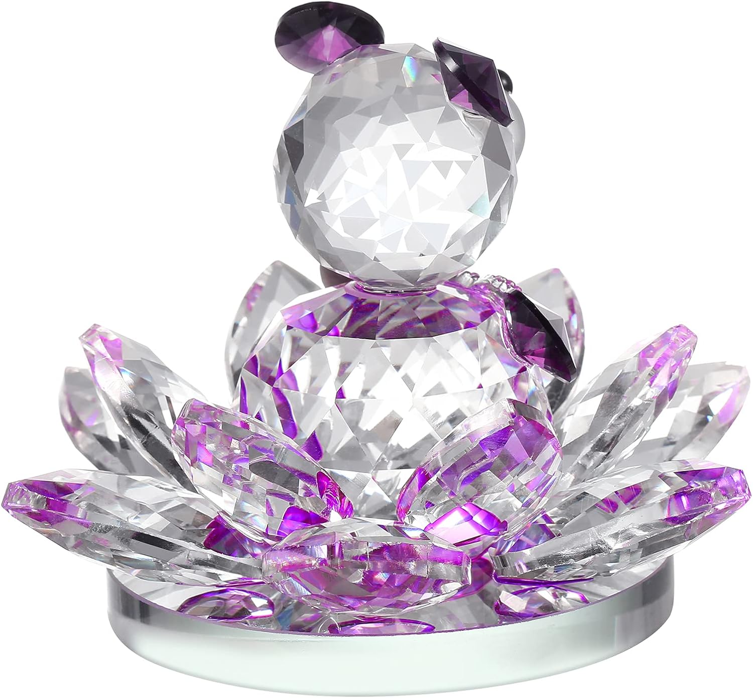 Handmade Crystal Bear & Flower Figurine Collection, Paperweight Table Centerpiece, Gift for Valentine's Day Mother's Day Christmas Anniversary Birthday Thanksgiving Girls (Purple) : Home & Kitchen
