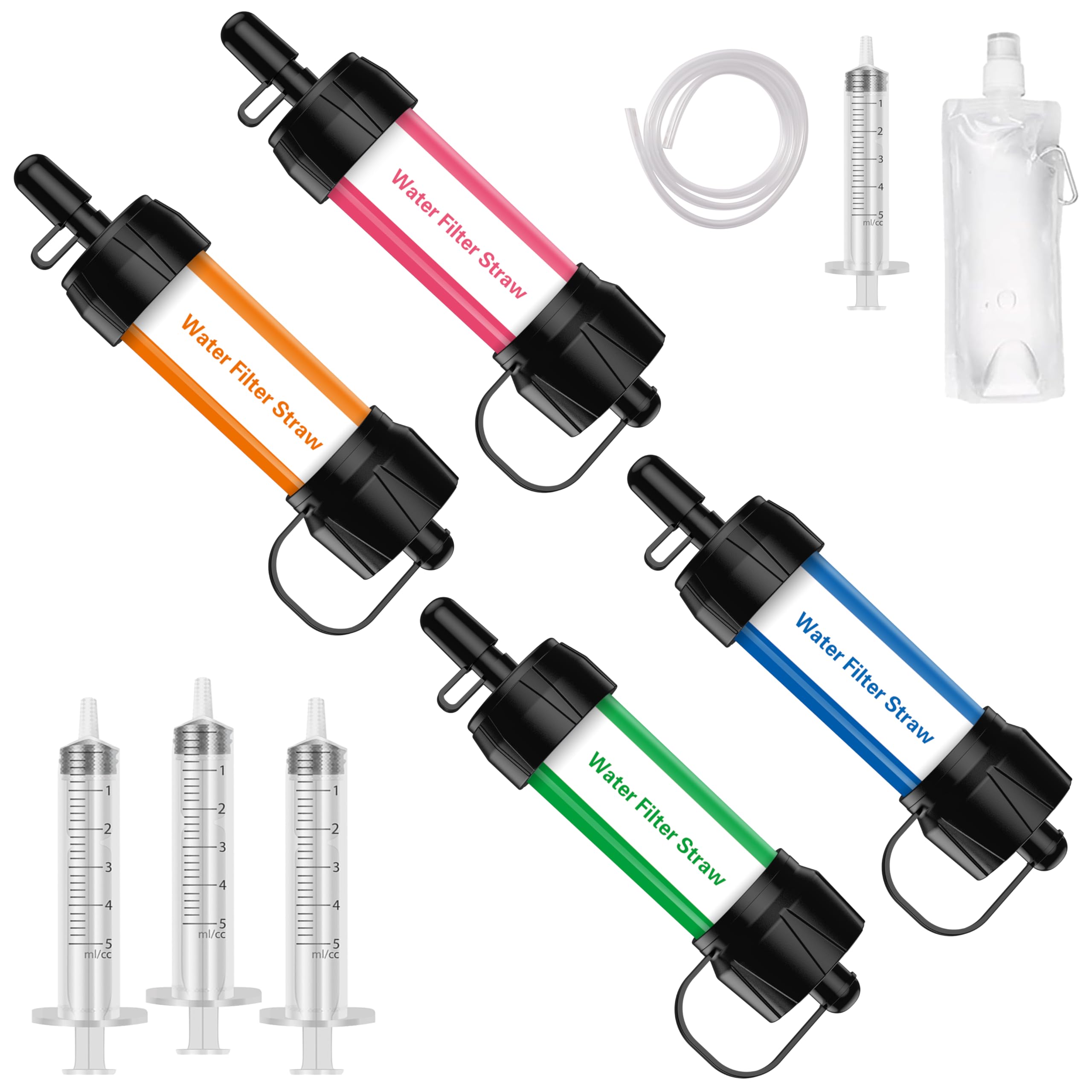 Mini filtro acqua da viaggio, filtro acqua portatile per escursioni, campeggio e viaggi all'aperto, arancione + blu + verde + rosso
