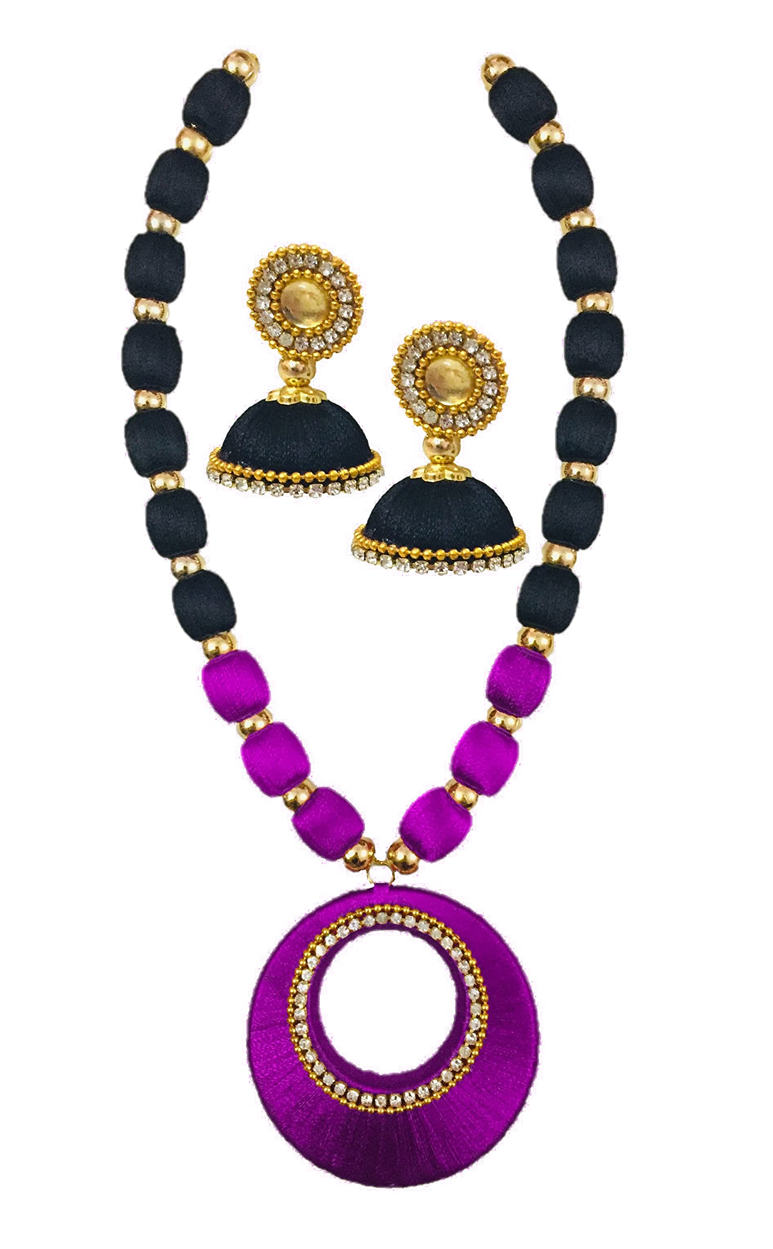 Ambal fabric silk thread Double Shade necklace set for women (Purple) (B098XPSGV1) Amazon Price History, Amazon Price Tracker