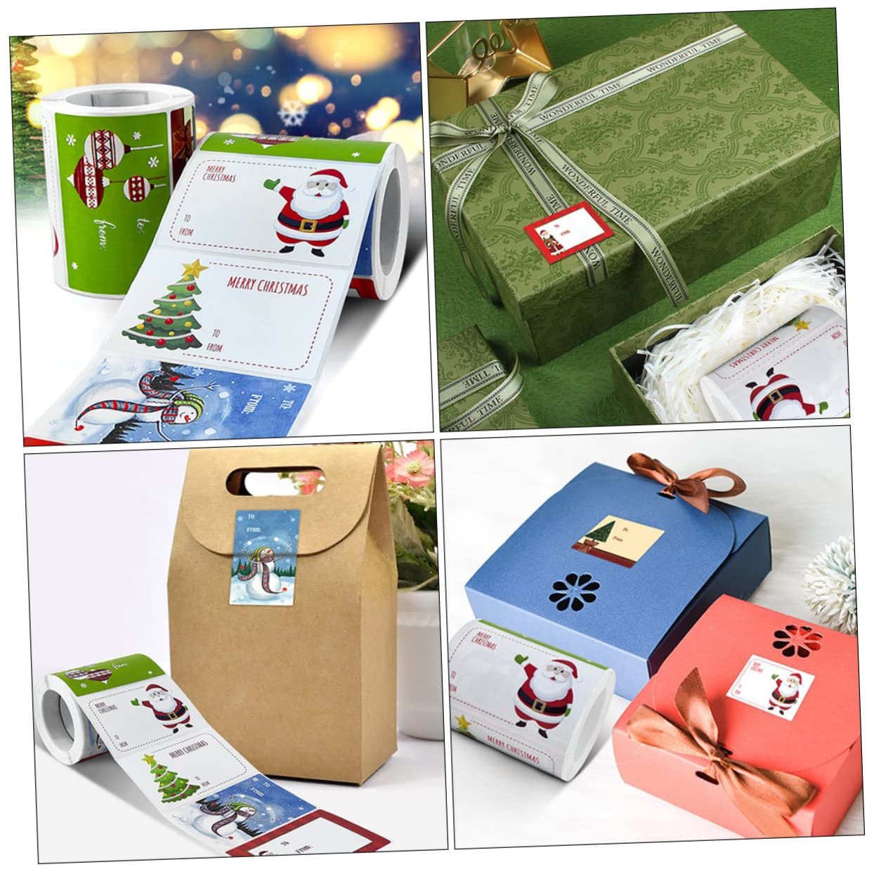 STOBOK 8rotoli Adesivi Natalizi Autoadesivi Per Scatole e Pacchi Etichette Decorativi Per Regali Natale Per e Decorazioni Festive