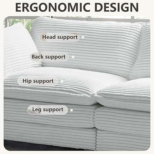 Miniatura 4 de Polar Aurora Sofá modular de gran tamaño, cómodo juego de sofá cama con 2 almohadas para reposabrazos, 2 asientos, combinación moderna de pana para