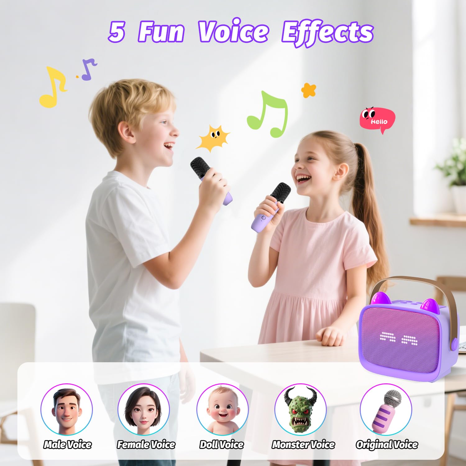 Karaoke Maschine mit 2 Karaoke Mikrofonen Kinder: Mini Karaoke Maschine Geschenk Mädchen mit Mikrofon Kindertag Geschenk Spielzeug 3-12 Jahre - Geburtstagsgeschenk MusikLautsprecher