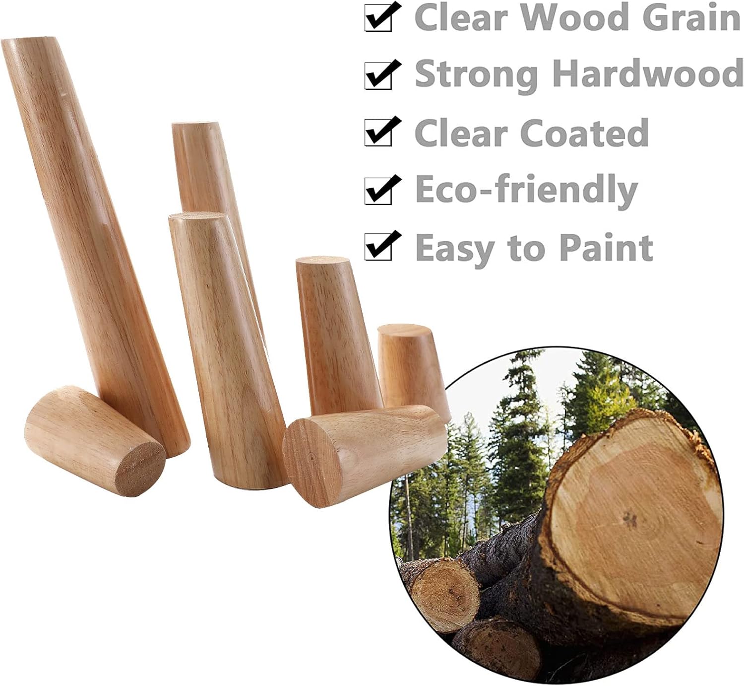 Furniture Sofa Legs,Round Solid Wood Support Legs,DIY Table Legs,M8 Screws,for TV Cabinet Legs,Cabinet Legs,Coffee Table,Table Leg,4pcs,straight-50cm/19.7in