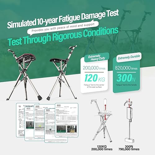 Miniatura 5 de Ta-Da Chair Series 1 Pro, Portable Trekking Hiking Pole, Folding Walking Stick with Seat, Walking Cane with Chair, Foldable Chair, Lightweight