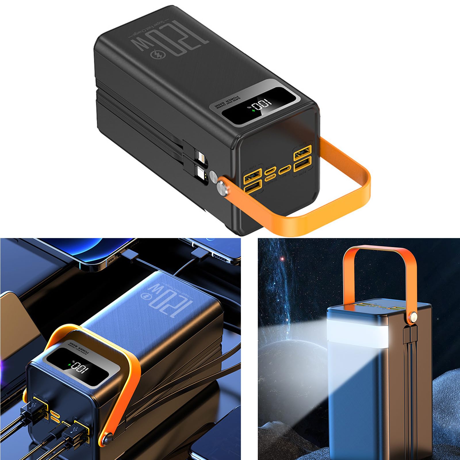 120-W Superschnelllade Mobilnetzteil mit PD20W und Typ C Kabel 3000 mAh / 6000 mAh für Reisen und den Einsatz Freien Schnellladung für Smartphones