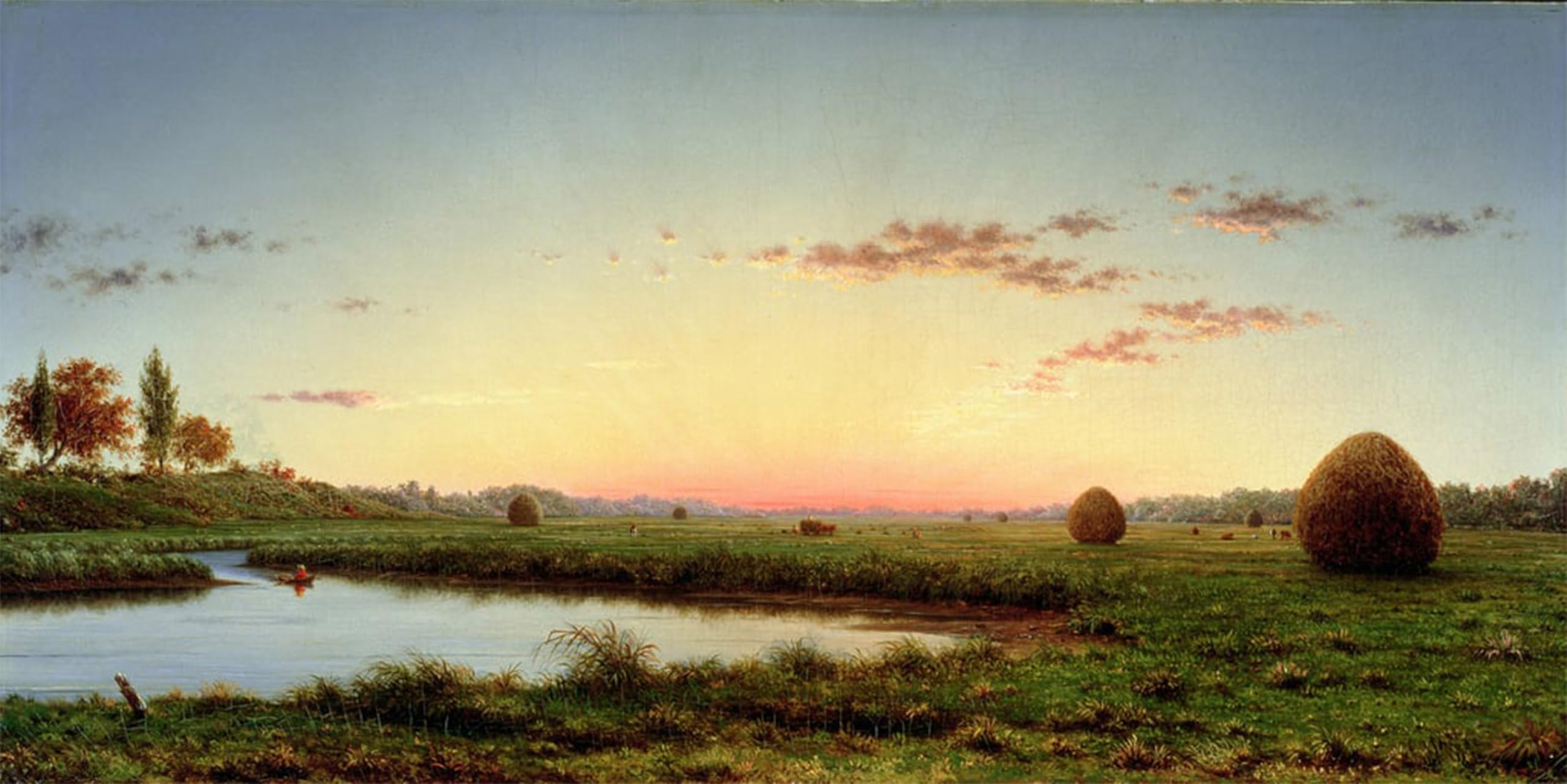ARTXLXXBN Famous Prints Artwork Pictures Poster Painting Art Haystacks on the Newburyport Marshes by Martins Johnson Heade Artwork Landscape Pictures for Home Decor 60x90cm