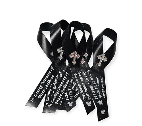 Miniatura 5 de 20 Personalized Memorial Service Ribbon Pins for Funeral Celebration of Life - Custom Made Assembled Awareness