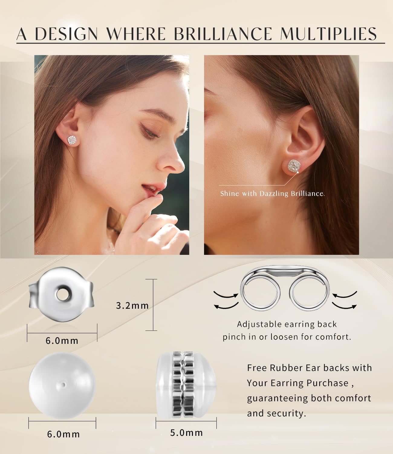 Stunning Flame 18K White Gold Plated Halo Cluster Cubic Zirconia Earrings/Sterling Silver Stud Earrings for Women, Mom - Image 5