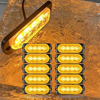 10pcs 12-24V Long-distance warning Led Trailer Light,Amber Red White LED Stop Turn Tail License Brake Running Light Lamp for Trailers Boat Trailer Truck Marine Camper RV Snowmobile (Amber)