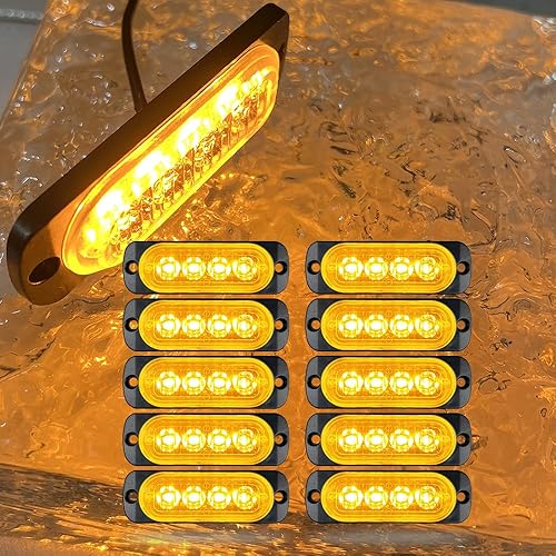10pcs 12-24V Long-distance warning Led Trailer Light,Amber Red White LED