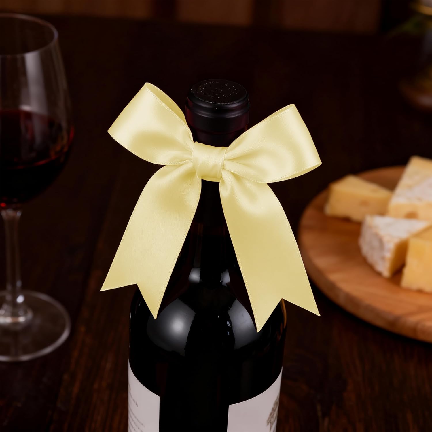 Gift Wrap Bows, 50Pcs 3.3 Inch Champagne Pre-Tied Bows with Adhesive Dots, for Wedding Decor & Favors, Anniversary Gifts, Classy Birthday & New Year's Eve - Image 4