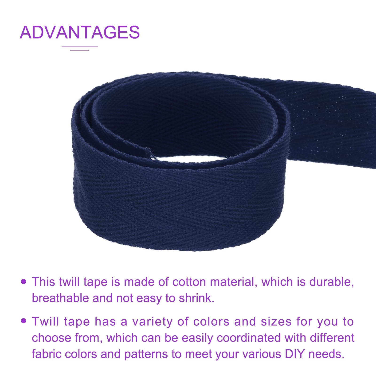 DMiotech 1.2"(3cm) 10 Yards Cotton Twill Tape Cotton Ribbons Bias Binding Tape Herringbone Tape Ribbons Navy Blue for DIY Crafts Making Clothes - Image 4
