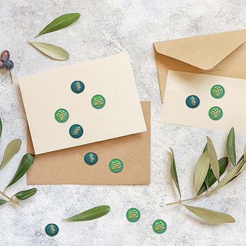 Miniatura 3 de CRASPIRE Sello de cera de 0.59 pulgadas, diseño de 2 lados, sello de sellado de latón, lirio de los valles, hojas de eucalipto, vintage, para