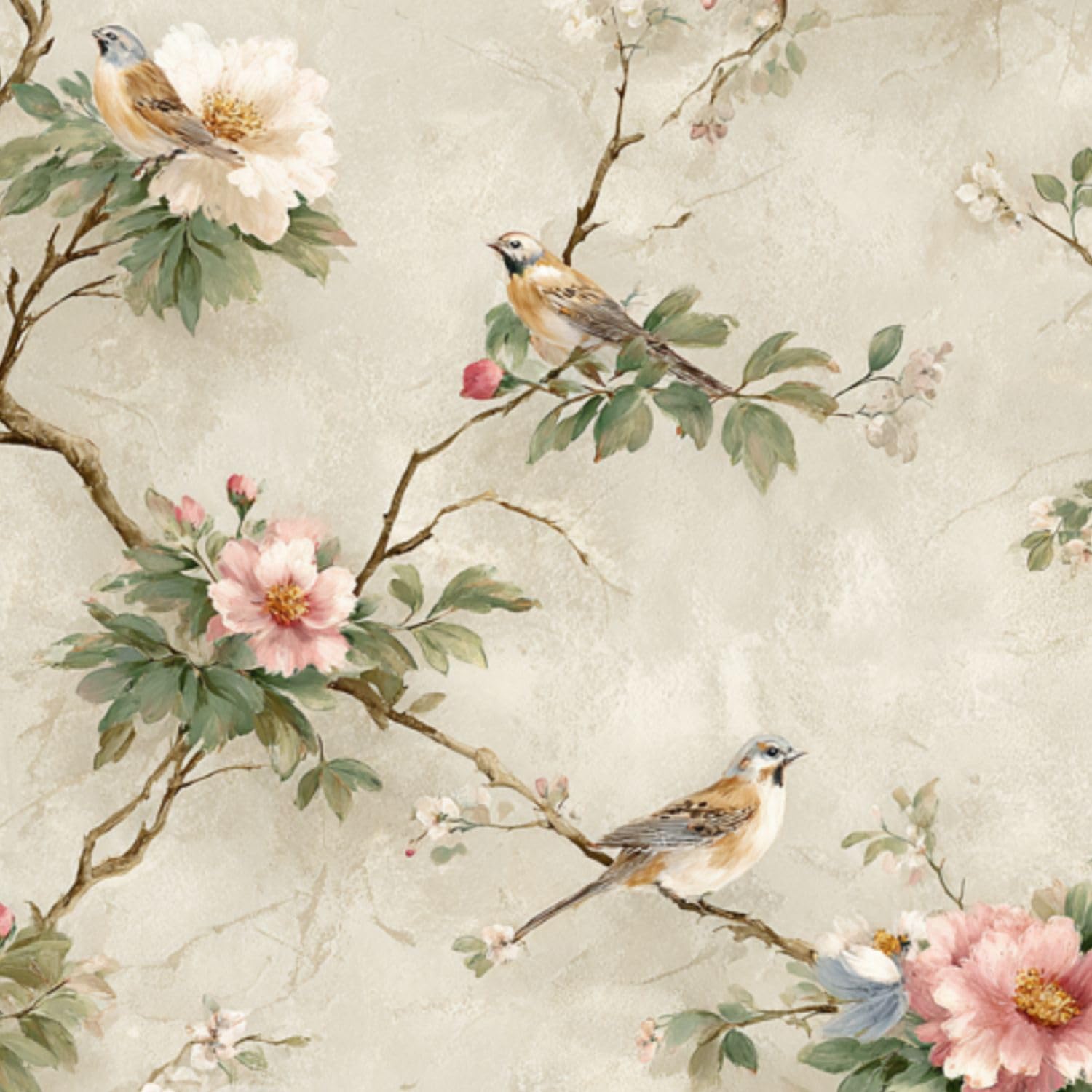 DERUINVAIO Self Adhesive Feature Removable Watercolor Botanical Garden Peel and Stick Vinyl Wallpaper Roll, Sticky Lining Paper for Bedroom, Living Room, Kitchen Walls