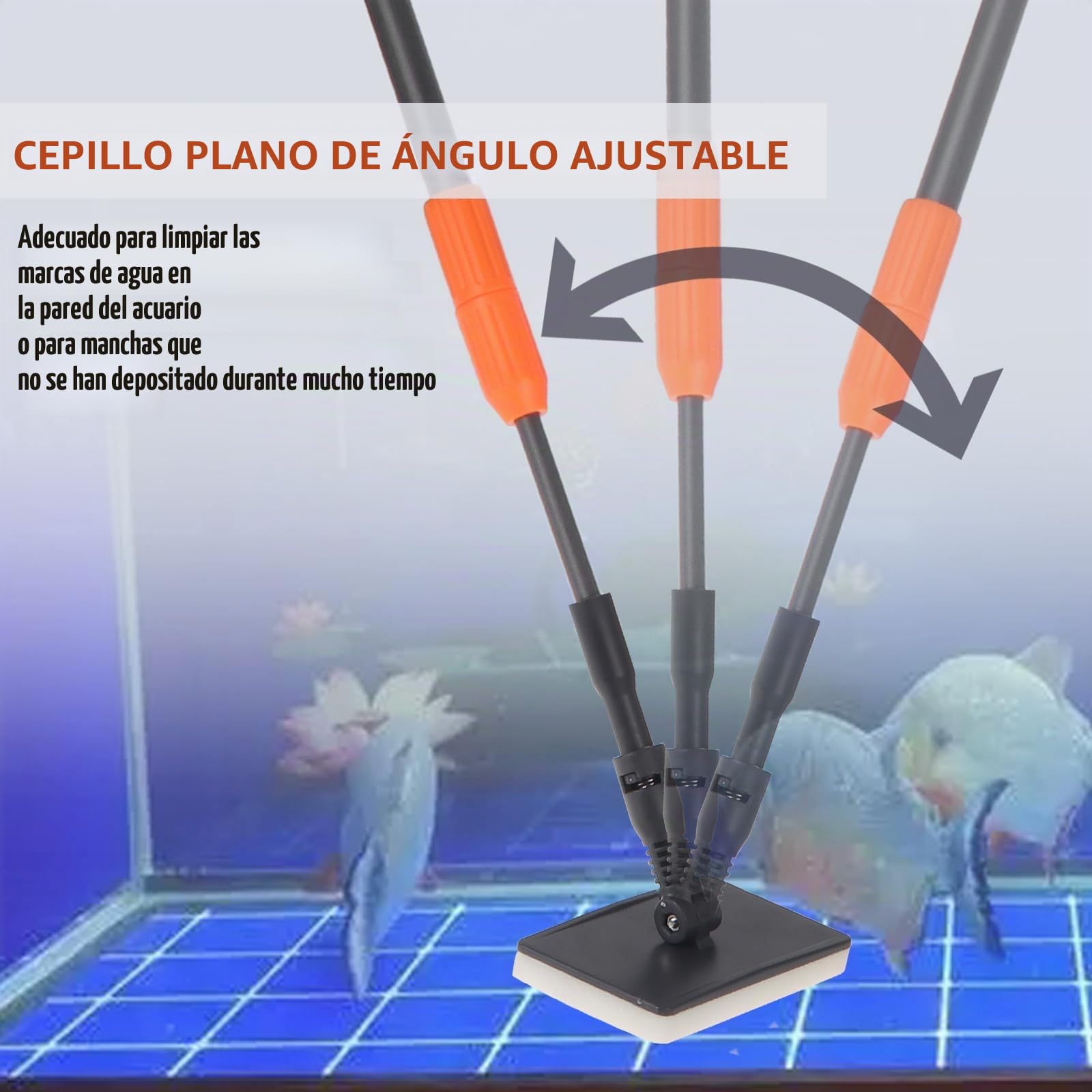 Coolty 6 en 1 Limpiador de peceras Herramienta de Limpieza de acuarios con Mango telescópico Largo, rascador, Red de Pesca, Cepillo de Limpieza con Esponja, rastrillo de Arena