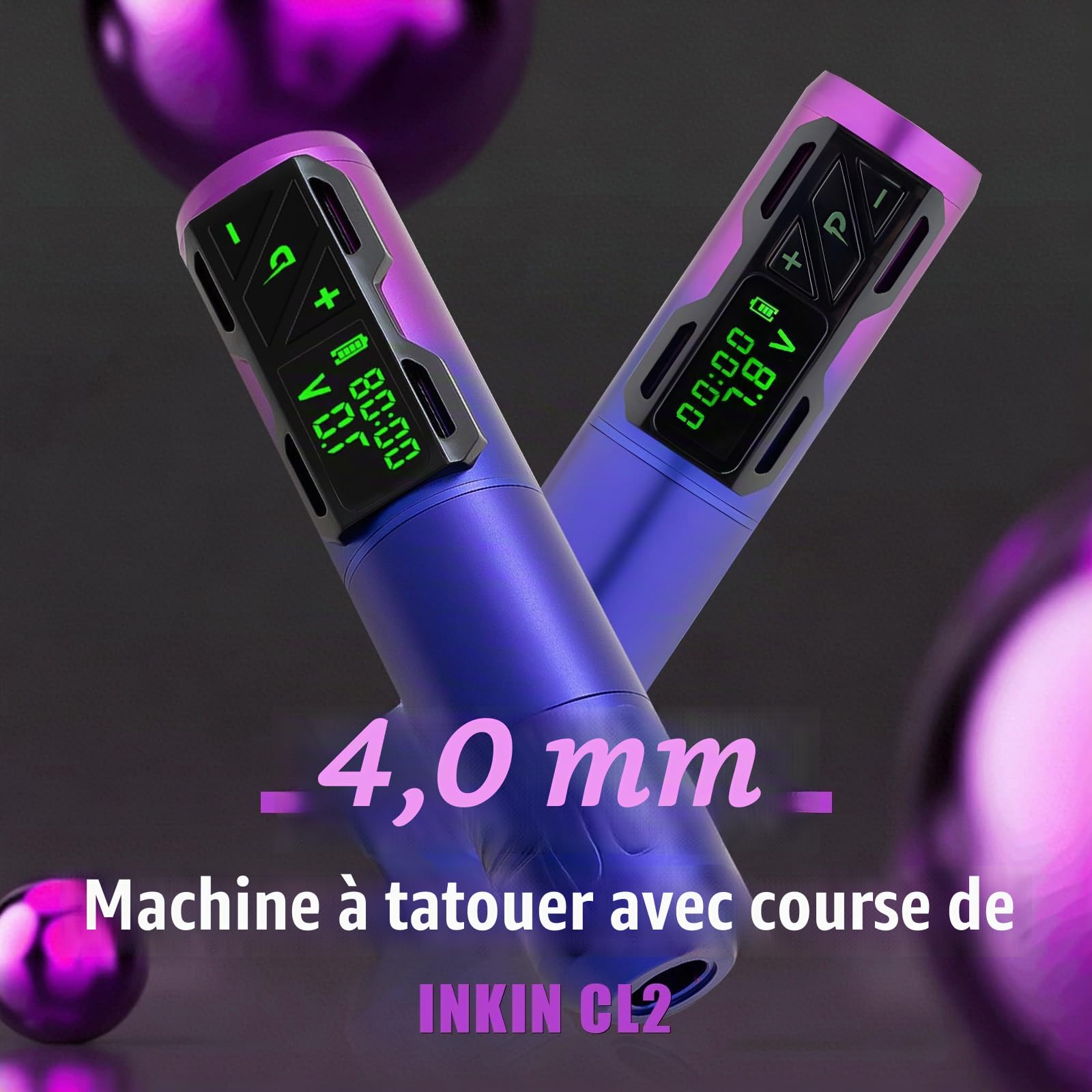 INKin Kits de Tatouage, Machine à Tatouer Sans Fil avec 4.0mm Stroke Length et 2pcs Batteries 1800mAh, Machine a Tatouer Kit Complet avec Bluetooth Imprimante Stencil Tatouage et Encre Noire Tatouage