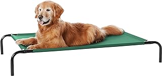 Amazon Basics Cooling Elevated Dog Bed with Metal Frame&comma; Large&comma; 130 x 80 x 19 cm &lpar;L x W x H&rpar;&comma; Green