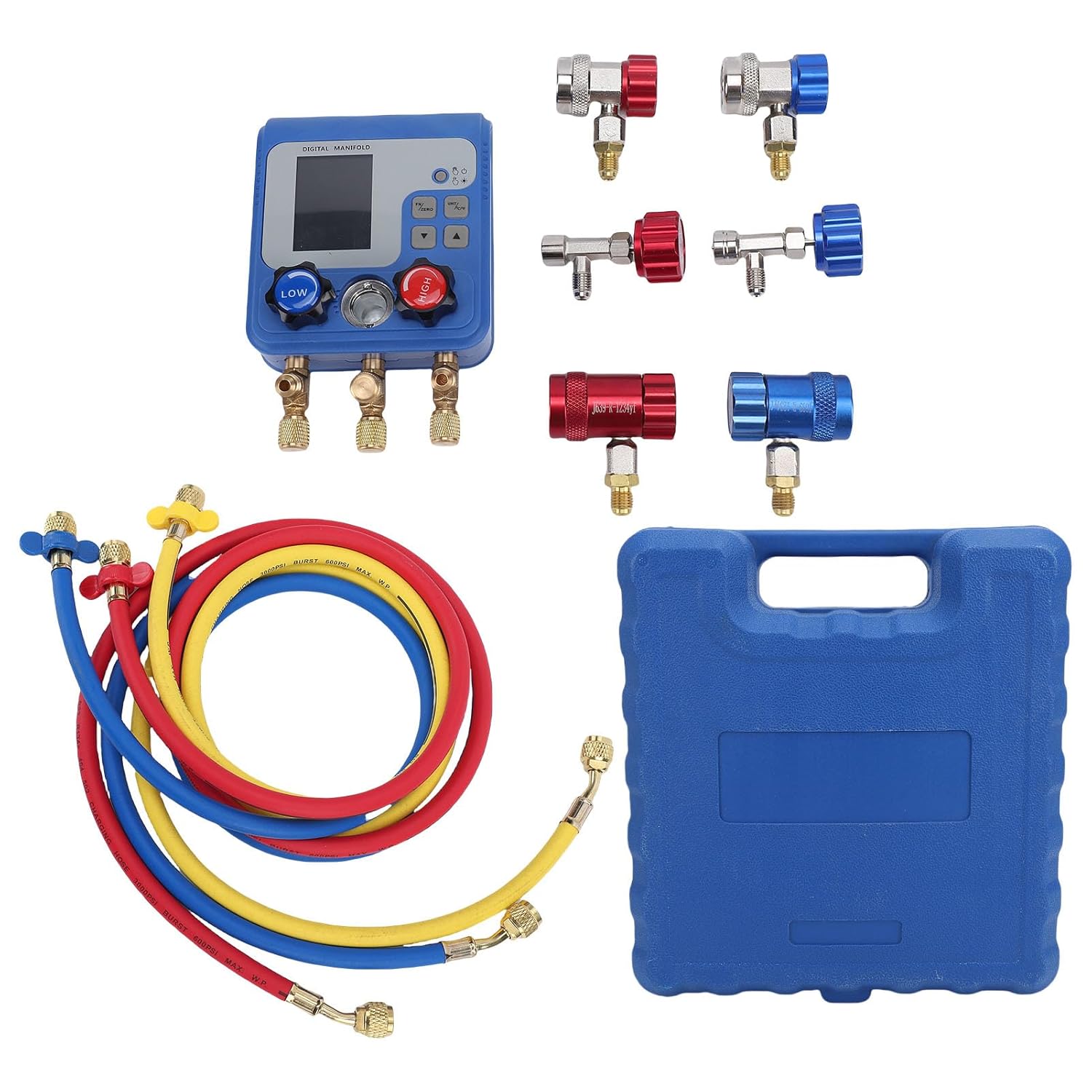 Kikumi Digital AC Pressure Gauge Set with Dual Pressure Test Measurement for Refrigerants R410A R32 R134A R22, Refrigerant Pressure Gauge