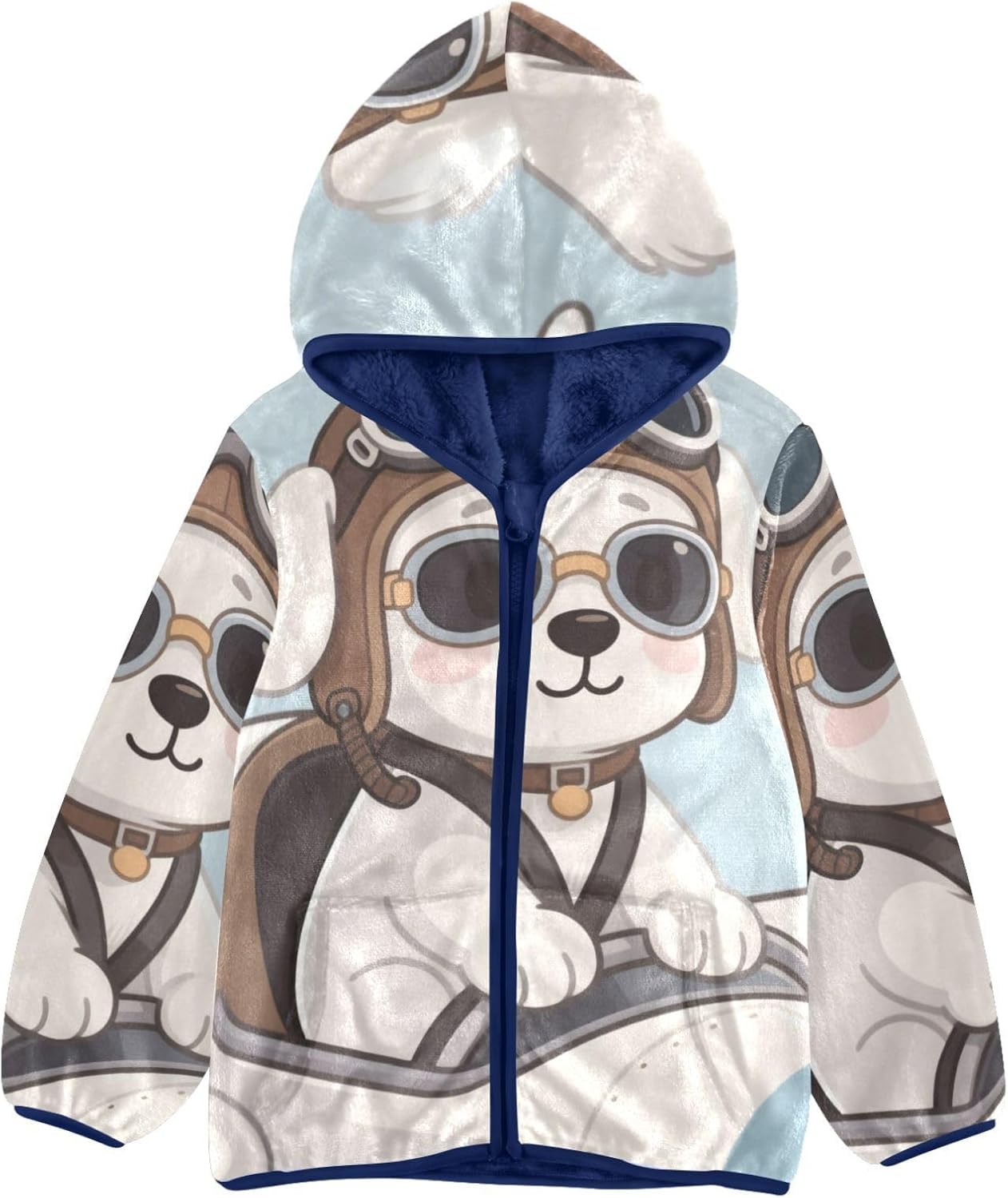 Cartoon Cute Dog Toddler Spring Jackets Outerwear Jackets Navy Blue Trendy Baby Boys Clothes