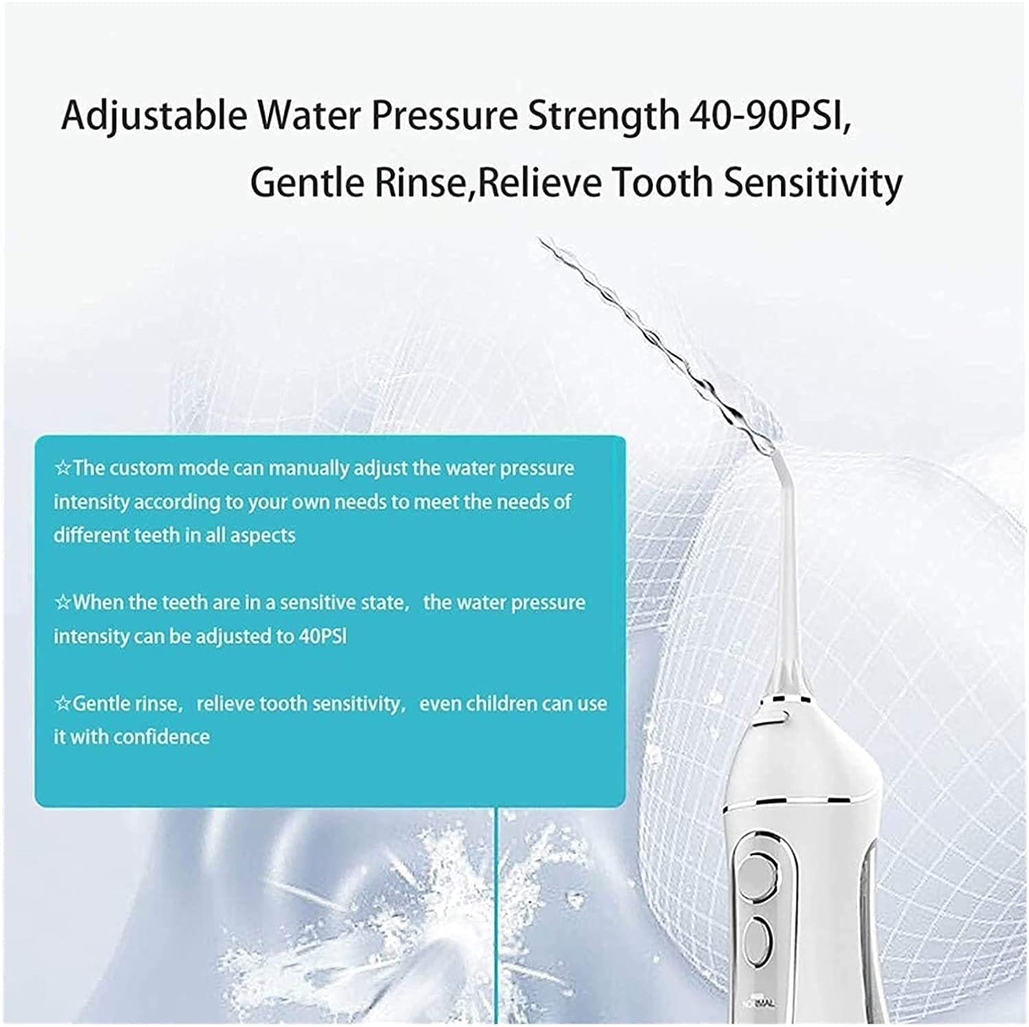 Irrigatore Orale Dentale Cordless, flosser per Acqua Professionale per detergente per i Denti, IPX7. FLOSSER Acqua 4 modalità con 20 0ML. Serbatoio d'Acqua USB Ricaricabile per Viaggi e casa