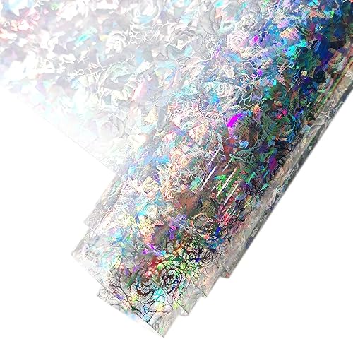 Miniatura 36 de HYANG - Hojas de piel sintética de vinilo holográfico transparente de PVC con diseño de pentágono grande, 1 rollo de 12 x 53 pulgadas