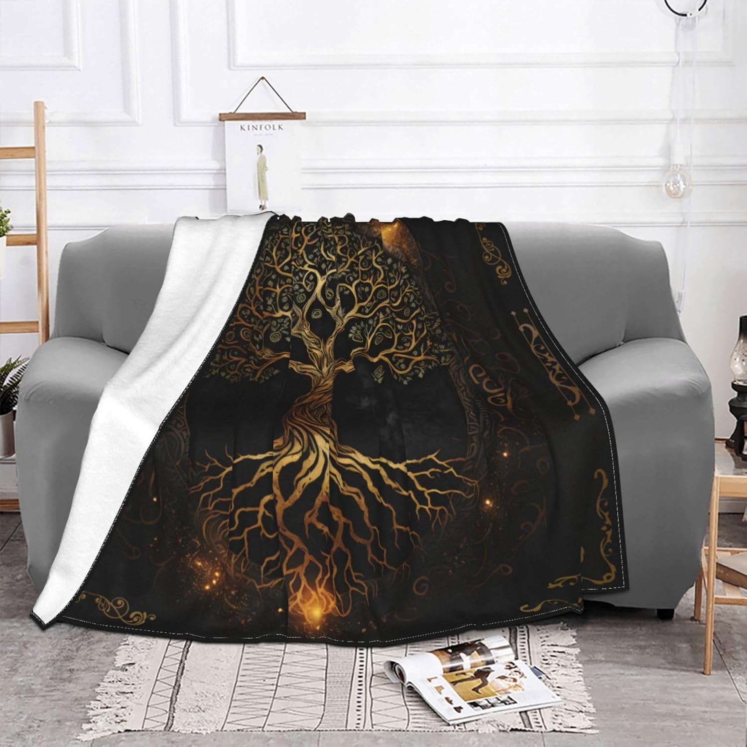 Tree Celtic Soft Blanket All Season Fuzzy Throw Warm Lightweight Blanket Fleece Throws Flannel Blankets for Bed Sofa Couch Travel Home Living Room Decor 50"X60" - Image 2