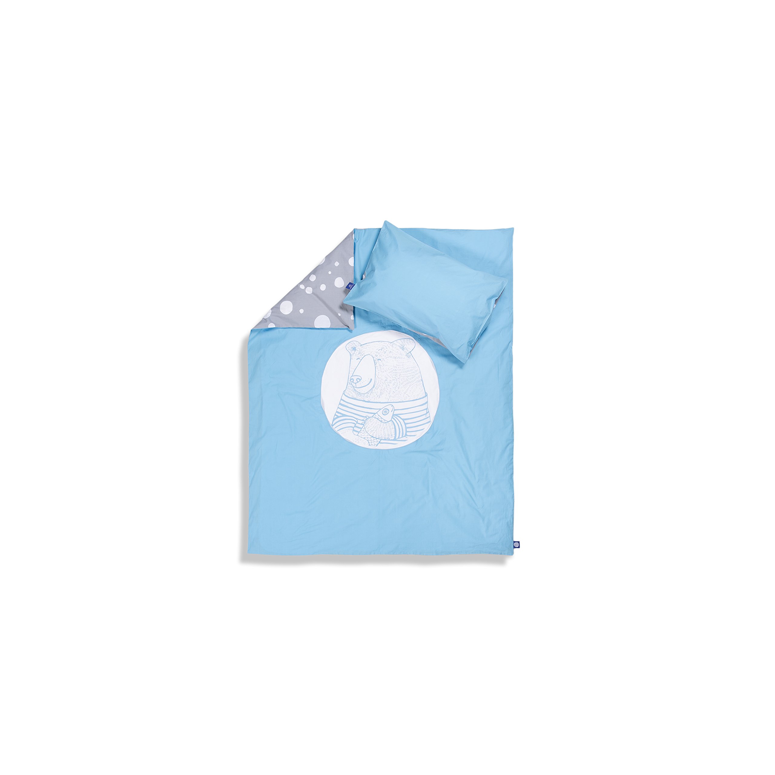 100% algodón orgánico Cuna Juego de cama (azul – Moony)