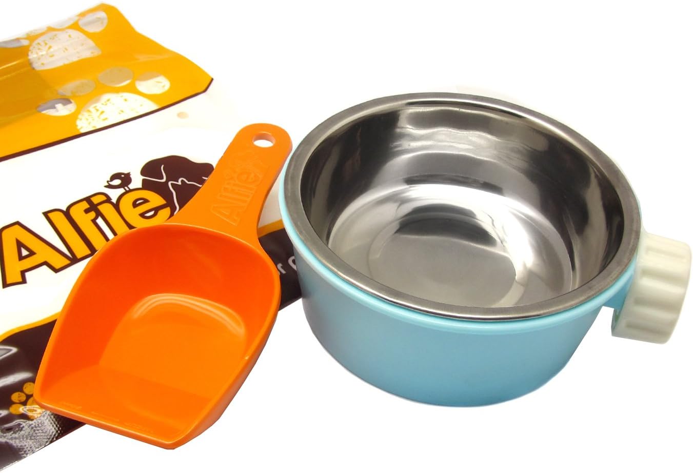 Alfie Pet - Flynn Food Water Bowl with Food Scoop Set for Mouse, Chinchilla, Rat, Gerbil and Dwarf Hamster - Color: Turquiose