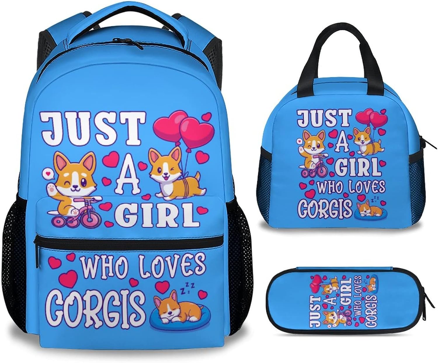 COOPASIA Cute Backpack with Lunch Box And Pencil Case, 16 Inch Dog Theme
