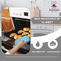 Vista 4 de Joyhalo Paquete de 4 agarraderas para ollas de cocina, agarraderas de horno de algodón con gran resistencia al calor, almohadillas térmicas