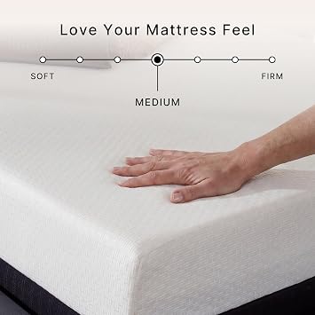Signature Design by Ashley King Size Chime 8 Inch Medium Firm Gel Memory Foam Mattress with Green Tea & Charcoal Extract, Fiberglass-Free, Mattress In A Box