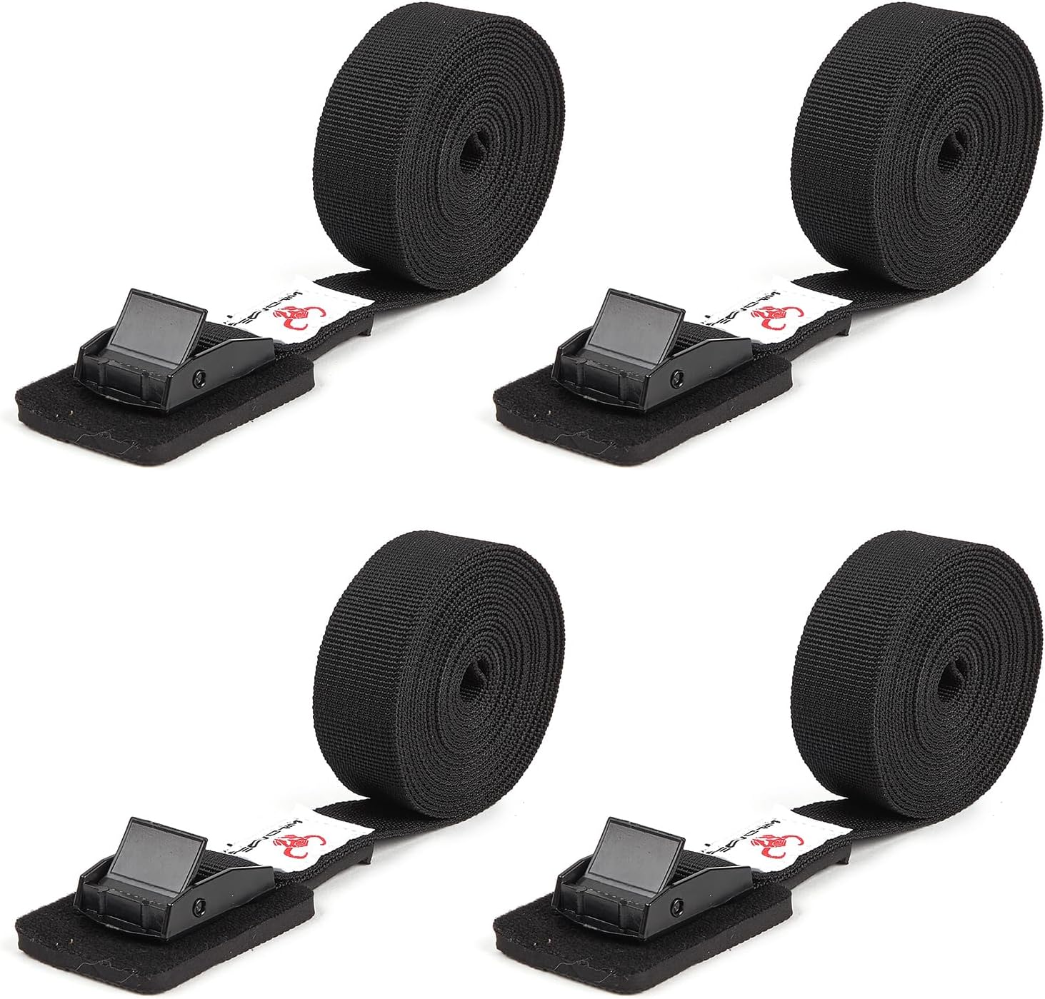 Lashing Straps with Padded Buckles Adjustable Cam Buckle Tie Down Cinch Strap for Packing Black 1in x10ft 4 Pack