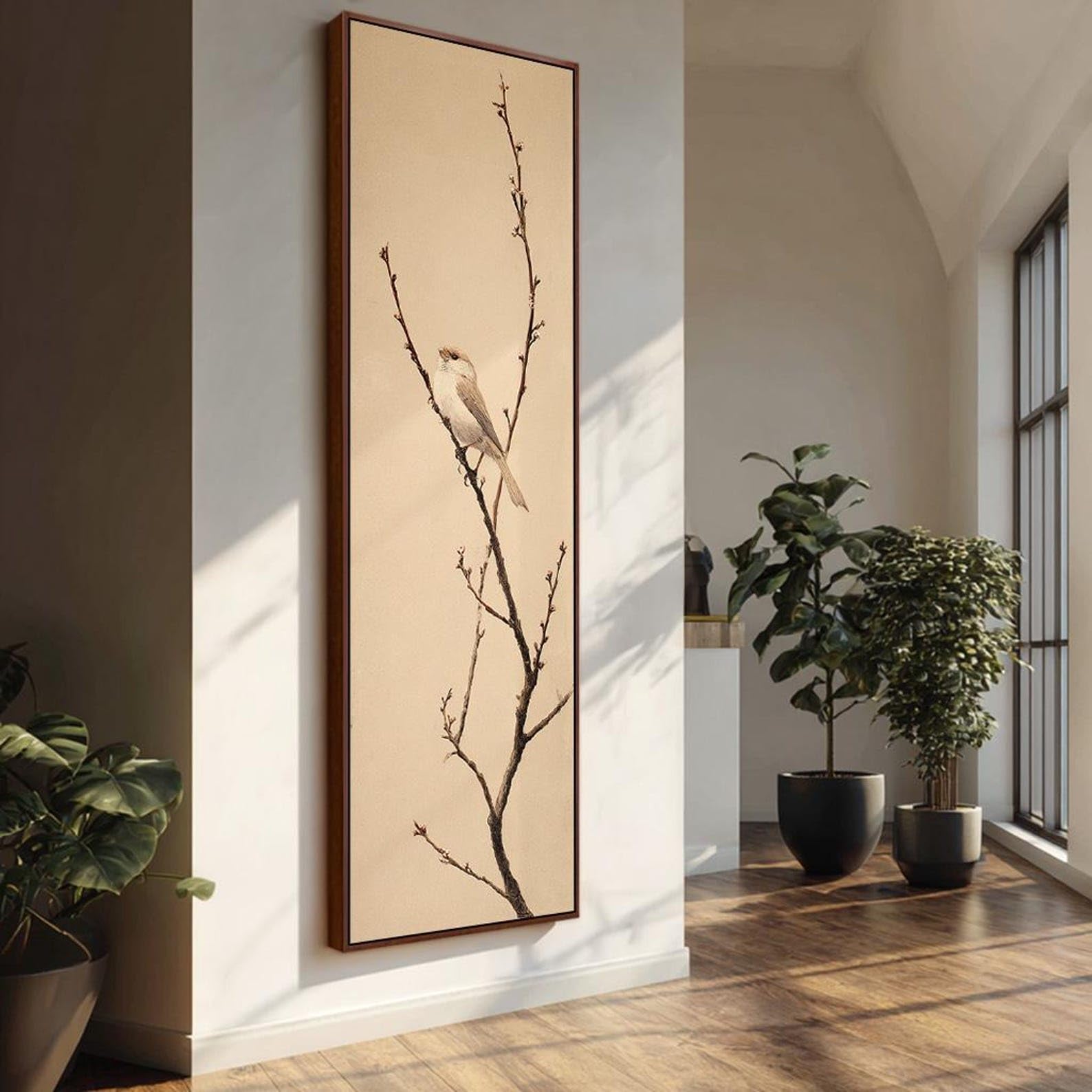 XBTYKPB Vertical Bird Canvas Painting, Minimalist Animals Decor, Abstract Canvas Wall Art, Framed Long Narrow Scene Bird Canvas(60x180cm/Frameless)