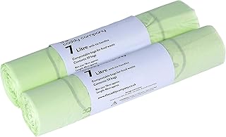 The Caddy Company 7L Tie Handle Compostable Kitchen Caddy Liners-7 Litre, 100 Bags, 21 x 10 x 5 cm, Green, 2 Pack