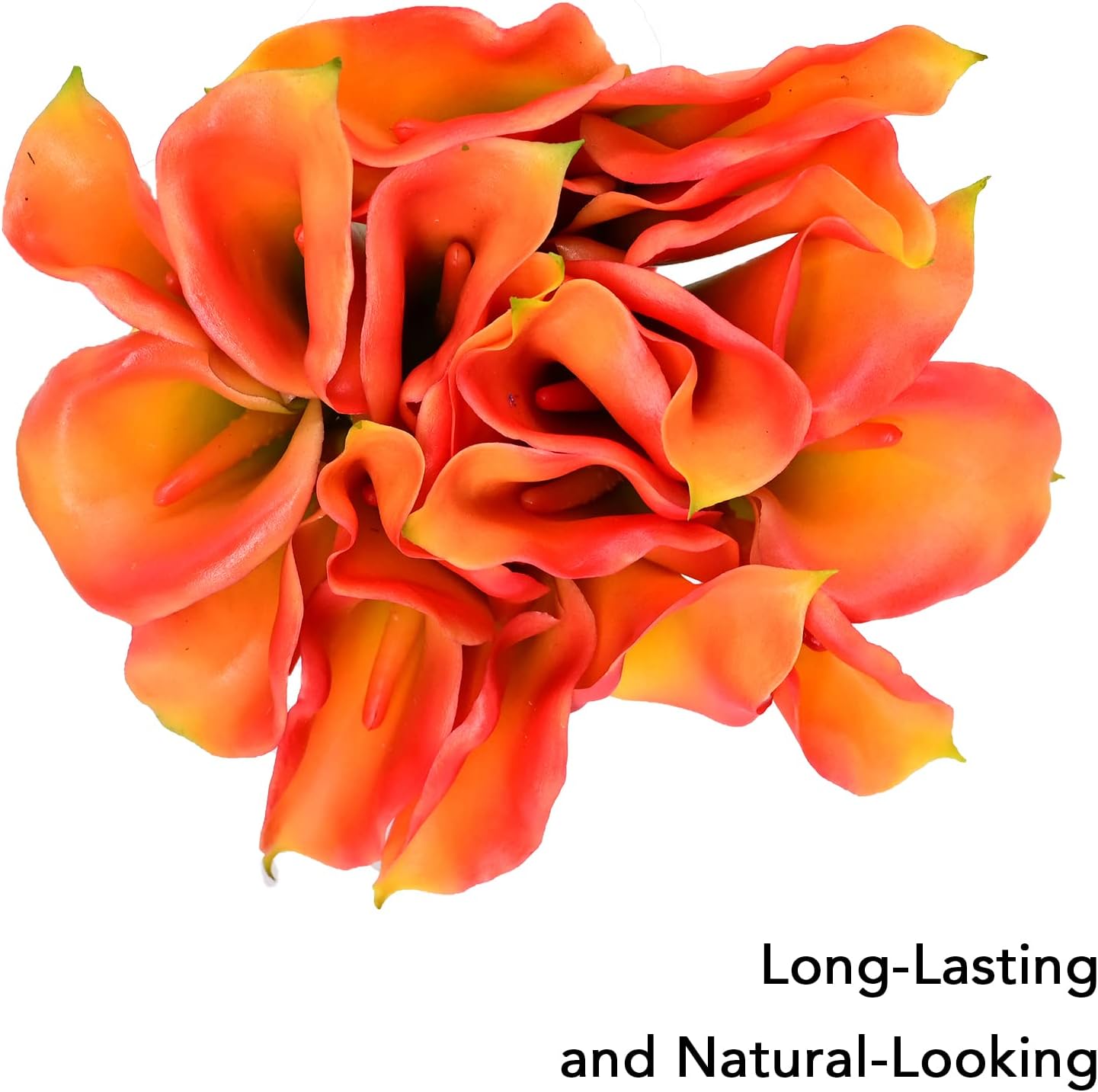 Artificial/Fake/Faux Flowers - Calla Lily Bunches Orange Color, Pack of 4, Totally 20 Heads, for Wedding, Home, Party, Restaurant - Image 8