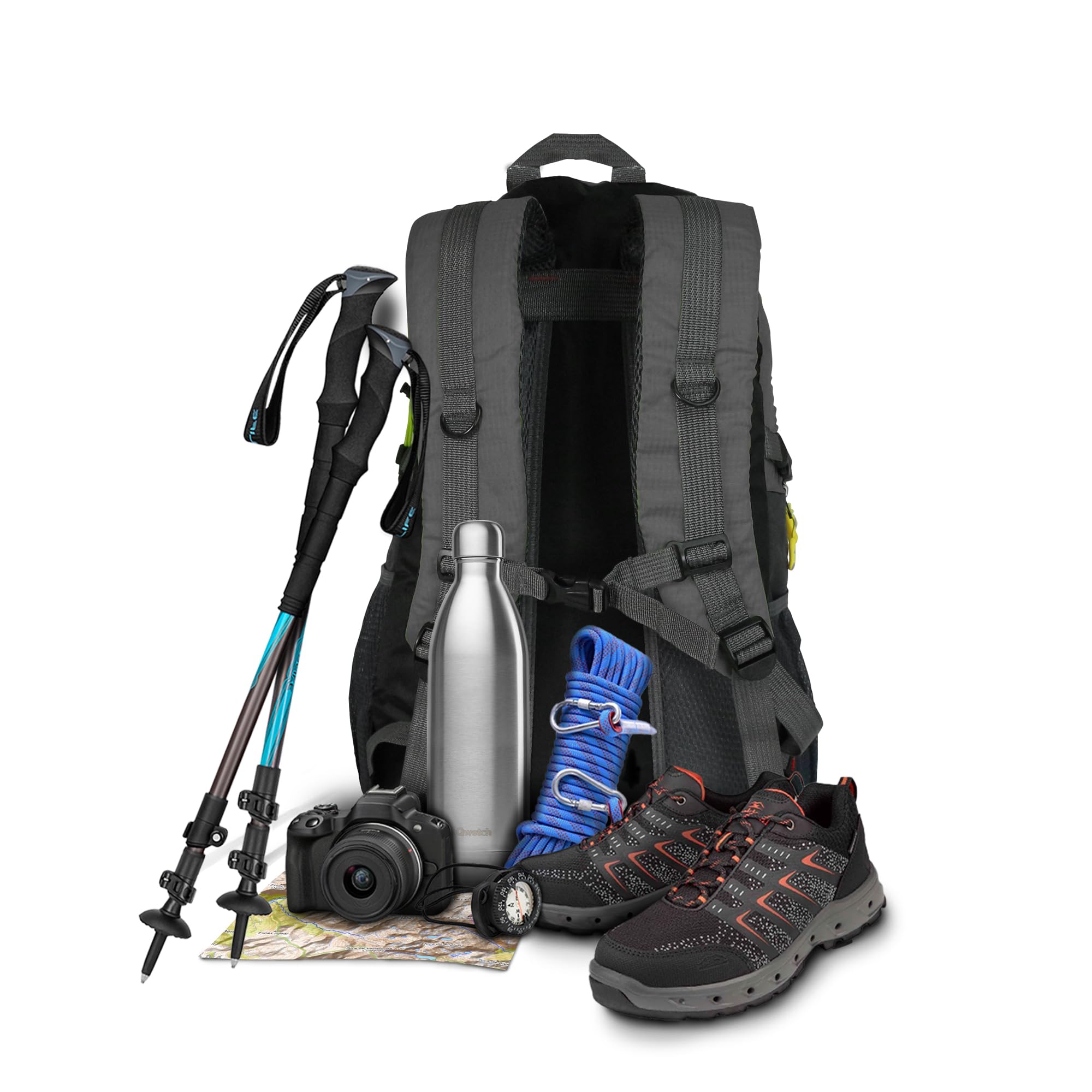 OcioDual Plecak turystyczny OcioDual 30L Zielony Lekki wodoodporny plecak podróżny Składany plecak survivalowy Damski plecak kempingowy Męskie plecaki trekkingowe górskie Nordic Walking Sport