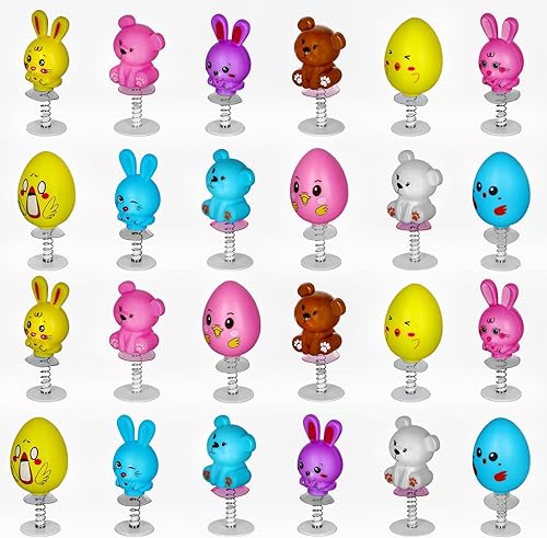 Miniatura 2 de MGparty 24 juguetes para saltar de Pascua, rellenos de cesta de Pascua, rellenos de huevos, regalos de fiesta, regalos para niños y niñas, juguetes