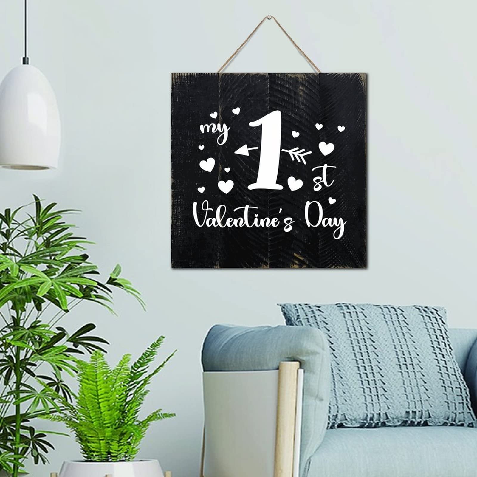 Plaque en bois My 1st Valentine's Day : cadeau souvenir de 30 cm pour le premier Saint-Valentin